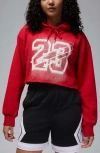 Jordan Women's  Flight Fleece Cropped Satin-lined Hoodie In Varsity Red