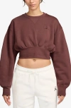 Jordan Flight Fleece Crop Sweatshirt In Dark Pony