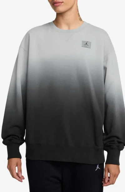 Jordan Flight Fleece Dip Dye Crewneck Sweatshirt In Gray