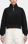 Jordan Flight Fleece Quarter Zip Crop Sweatshirt In Black