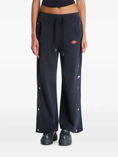 Jordan Flight Fleece Snap-button Track Pants In Black