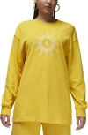 Jordan Flight Heiress Of Optimism Long Sleeve Oversize Cotton T-shirt In Yellow Ochre/sail