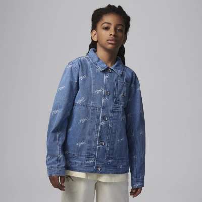 Jordan Flight Heritage Big Kids' Denim Jacket In Blue