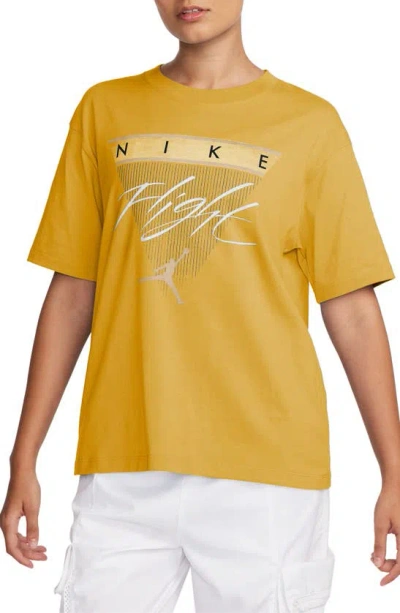 Jordan Flight Heritage Graphic T-shirt In Yellow Ochre/ Legend Brown