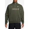 Jordan Flight Oversize Fleece Quarter Zip Pullover In Green