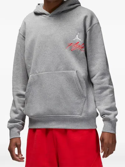 Jordan Flight-print Hoodie In Gray