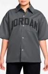 Jordan Flight Short Sleeve Snap-up Shirt In Gray