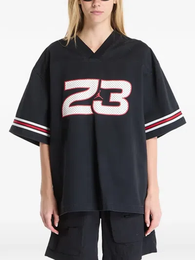 Jordan Flight V-neck Jersey Top In Black