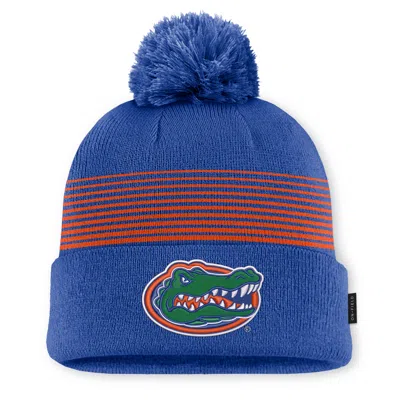 Jordan Florida Sideline Peak  Brand College Cuffed Pom Beanie In Blue