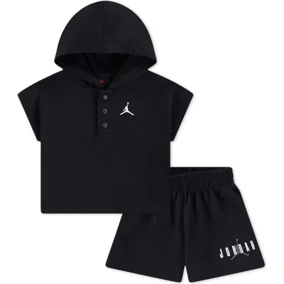 Jordan Babies'  French Terry Henley Hoodie & Sweat Shorts Set In Black