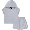 Jordan French Terry Henley Hoodie & Sweat Shorts Set In Light Grey Heather