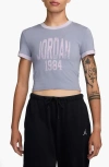 Jordan Gfx Slim Fit Crop Graphic Ringer T-shirt In Indigo Haze