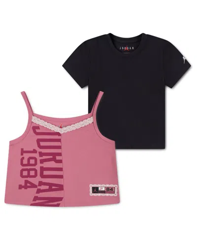Jordan Kids' Girls' 7-16 Allstar Graphic Tank And T-shirt, 2-piece Set In Pink
