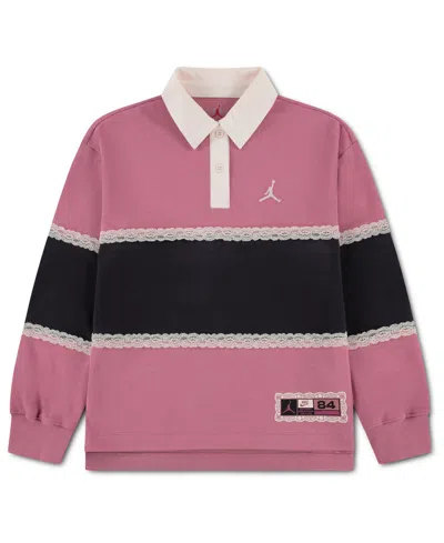 Jordan Kids' Girls' 7-16 Dri-fit Allstar Rugby Sweatshirt In Pink
