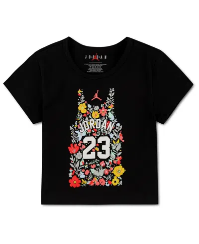 Jordan Kids' Girls' 7-16 Floral Basketball Graphic T-shirt In Black