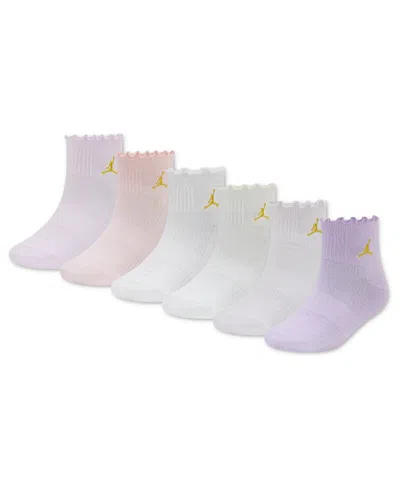 Jordan Kids' Girls' 9-11 Lettuce Edge Ankle Socks, 6-pack In Multi