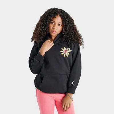 Jordan Girls' Big Kids Floral Flight Pullover Hoodie In Black