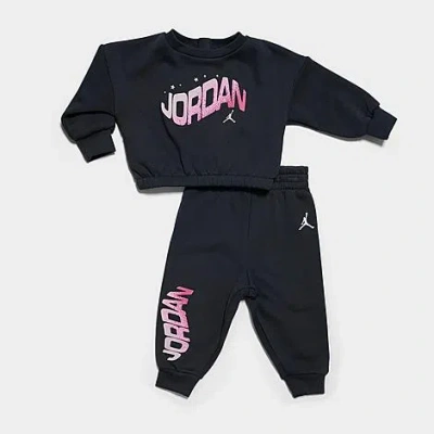 Jordan Babies' Girls' Infant Bubble Crewneck Sweatshirt And Jogger Pants Set In Black