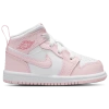 Jordan Girls   Aj 1 Mid In White/pink Foam/fired Red