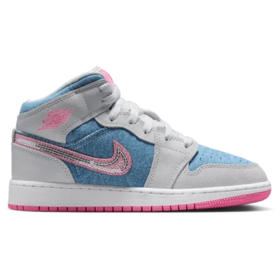Jordan Kids' Girls  Air  1 Mid In Cobalt Bliss/pink Glow/white