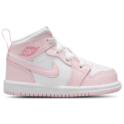Jordan Kids' Girls   Aj 1 Mid In Pink Foam/white/fired Red