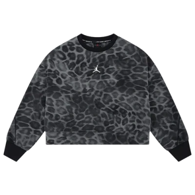 Jordan Kids' Girls   Sport Aop Crew Fleece In Black