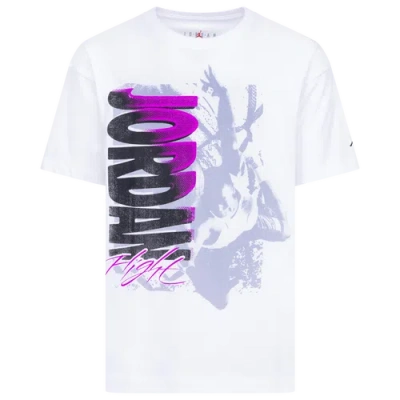 Jordan Kids' Girls  Throwback Flight Short Sleeve T-shirt In White/black