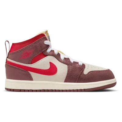 Jordan Kids' Girls Preschool   1 Mid Se In Coconut Milk/varsity Red/dark Pony
