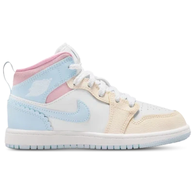 Jordan Kids' Girls  Aj 1 Mid Se Fem In Half Blue/white/pale Ivory