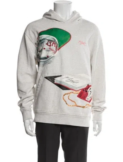 Pre-owned Jordan Graphic Print Crew Neck Hoodie In White