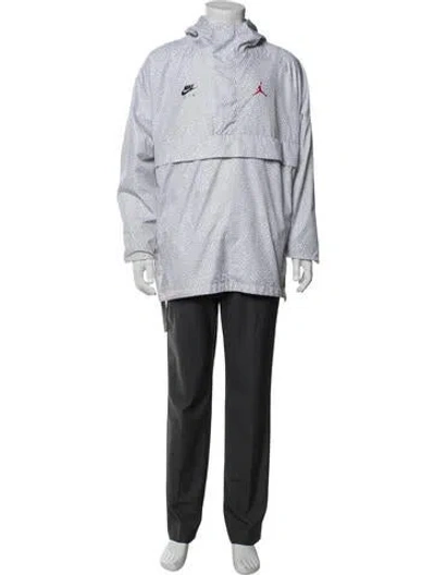 Pre-owned Jordan Graphic Print Windbreaker In White
