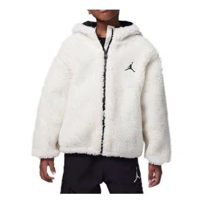 Jordan (gs) Air  Jacquard Sherpa Jacket 'white Black' In Neutral