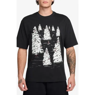 Jordan Holiday Cotton Graphic T-shirt In Black