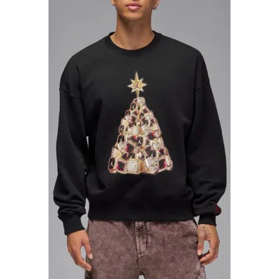 Jordan Holiday Tree Graphic Sweatshirt In Black