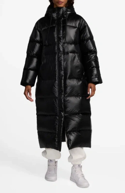 Jordan Hooded Quilted Down Puffer Parka In Black