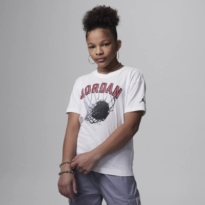 Jordan Hoop Style Big Kids' Graphic T-shirt In White