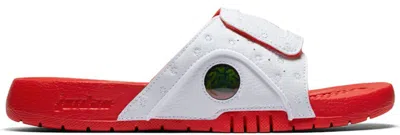 Pre-owned Jordan Hydro 13 Retro History Of Flight Sneakers In White/metallic Silver/varsity Red