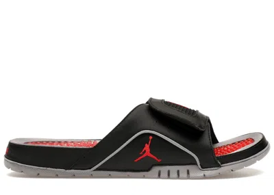 Pre-owned Jordan Hydro 4 Slide Cement Sneakers In Black/cement Grey/fire Red In Multi