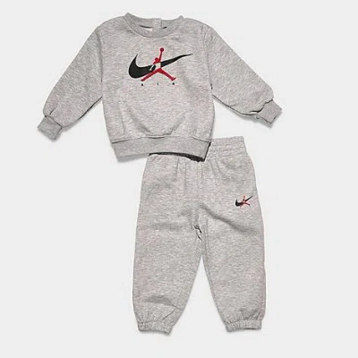 Jordan Babies' Infant Jumpman Swoosh Crewneck Sweatshirt And Jogger Pants Set In Gray