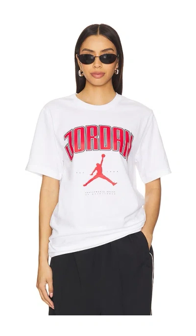 Jordan J City 88 Short Sleeve Tee In White & Gym Red