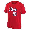 Jordan Joel Embiid Philadelphia 76ers Statement Edition Big Kids'  Nba T-shirt In Red