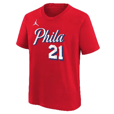 Jordan Joel Embiid Philadelphia 76ers Statement Edition Big Kids'  Nba T-shirt In Red