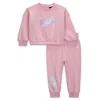 Jordan Jumpman Club Baby (12-24m) Bubble Fleece 2-piece Set In Pink