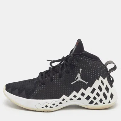 Pre-owned Jordan Jumpman Diamond Mid Size 41 Black/white Knit Fabric High Top Sneakers