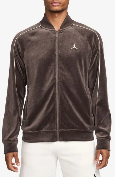 Jordan Jumpman Embroidered Velour Track Jacket In Silver