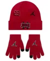 Jordan Kids 8-20 2-piece Neutral Patch Beanie And Gloves Set In Red