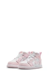 Jordan Kids' Air  1 Mid Sneaker In Pink Foam/white/fire Red