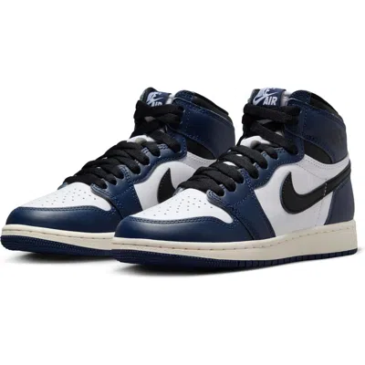 Jordan Kids' Air  1 Retro High Basketball Shoe In Navy/black/white