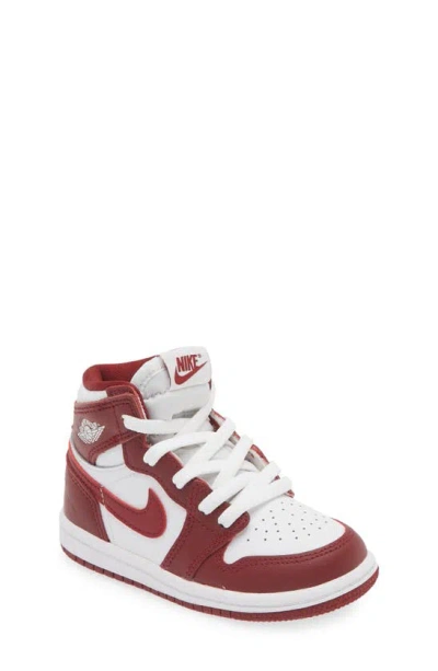 Jordan Kids' Air  1 Retro High Top Trainer In White/ Team Red