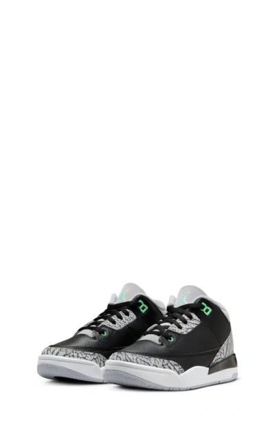 Jordan Kids' Air  3 Retro Sneaker In Black/ Green/ Grey/ White